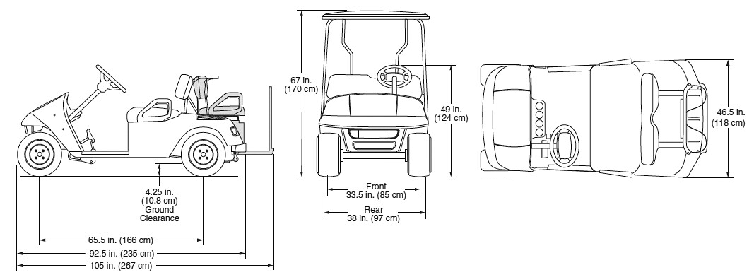 6 seater golf cart dimensions